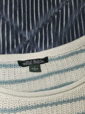 wild fable Cream and Light Blue Striped Knit Top